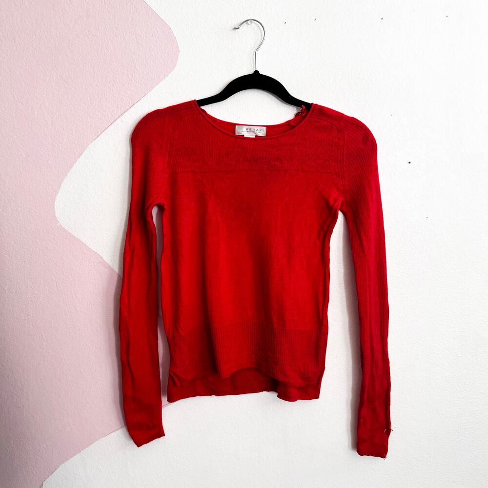 Kenar Red 100% Merino Wool Sweater Classic Minimalist Winter Luxe‎ Small